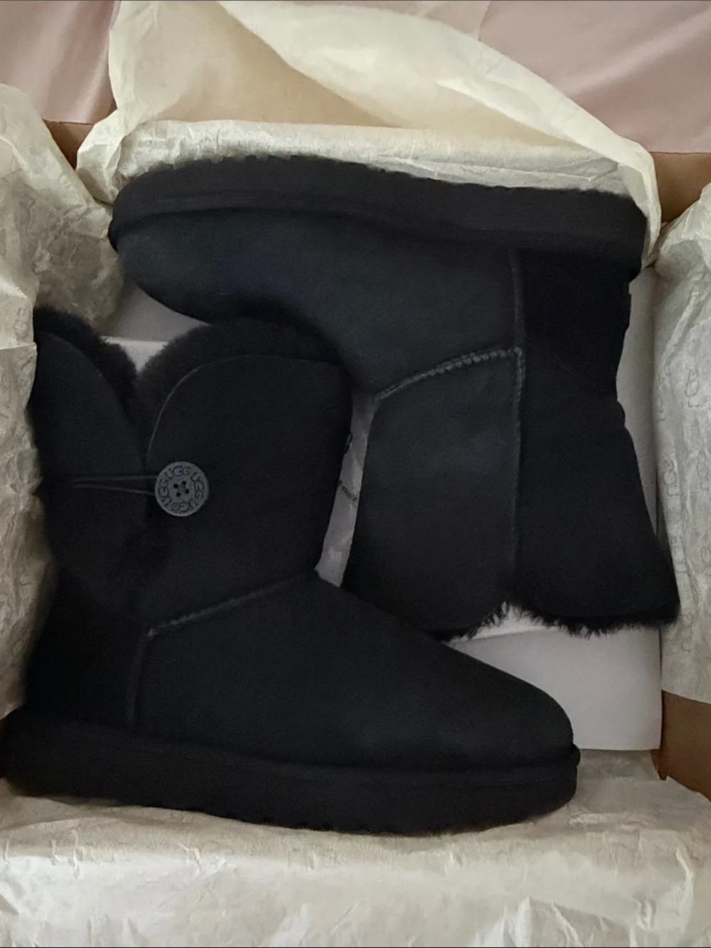 UGGS Black Button-Accent Shearling Boots - Women